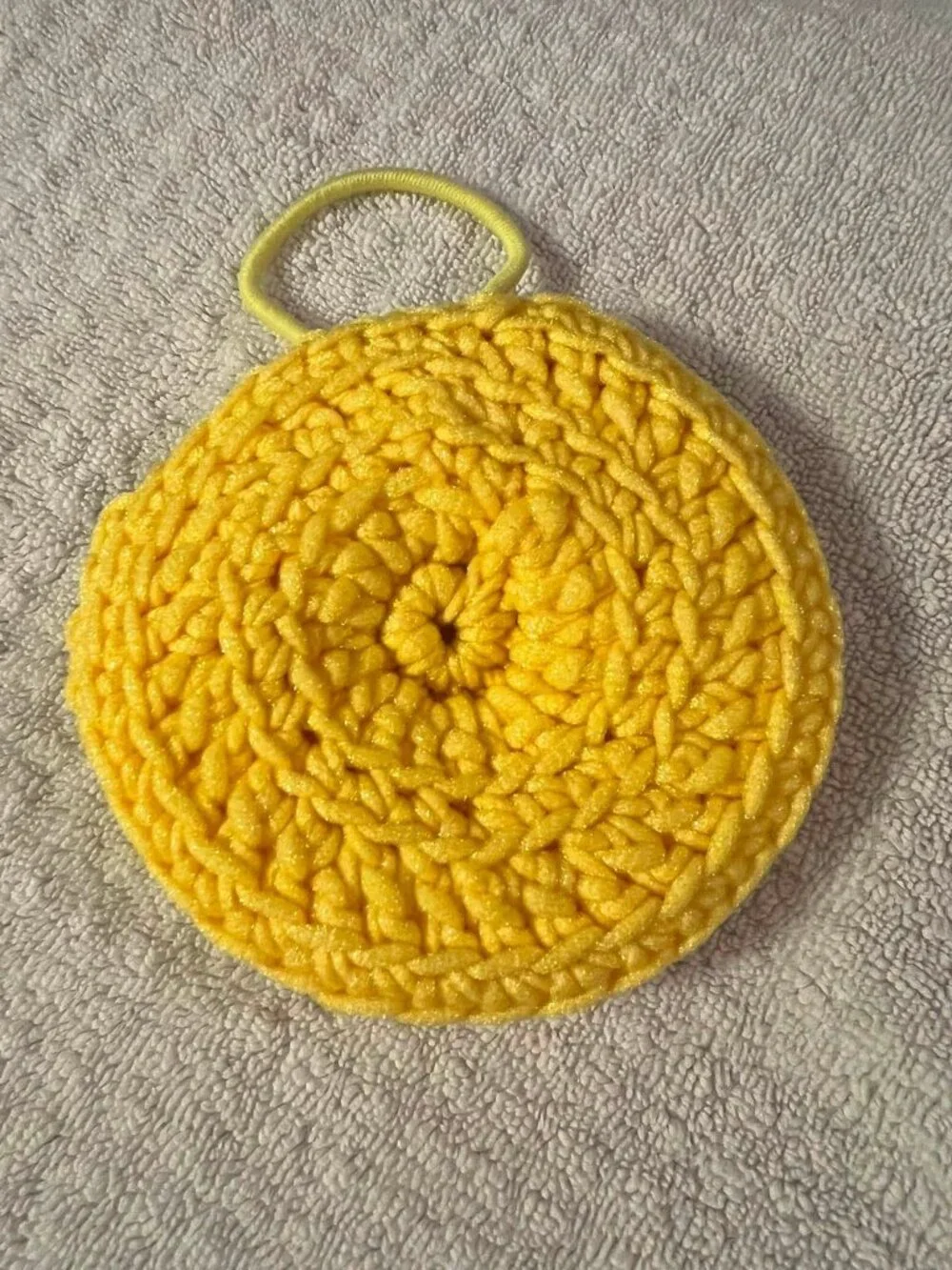 Body Exfoliator - Yellow - Washable - Made w/Scrubology Yarn (Designed for dishe